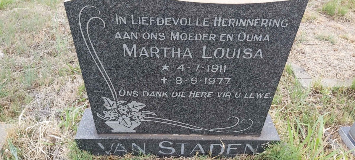 STADEN Martha Louisa, van 1911-1977