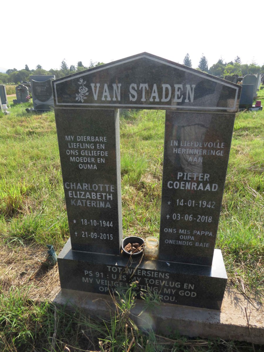 STADEN Pieter Coenraad, van 1942-2018 & Charlotte Elizabeth Katerina 1944-2015