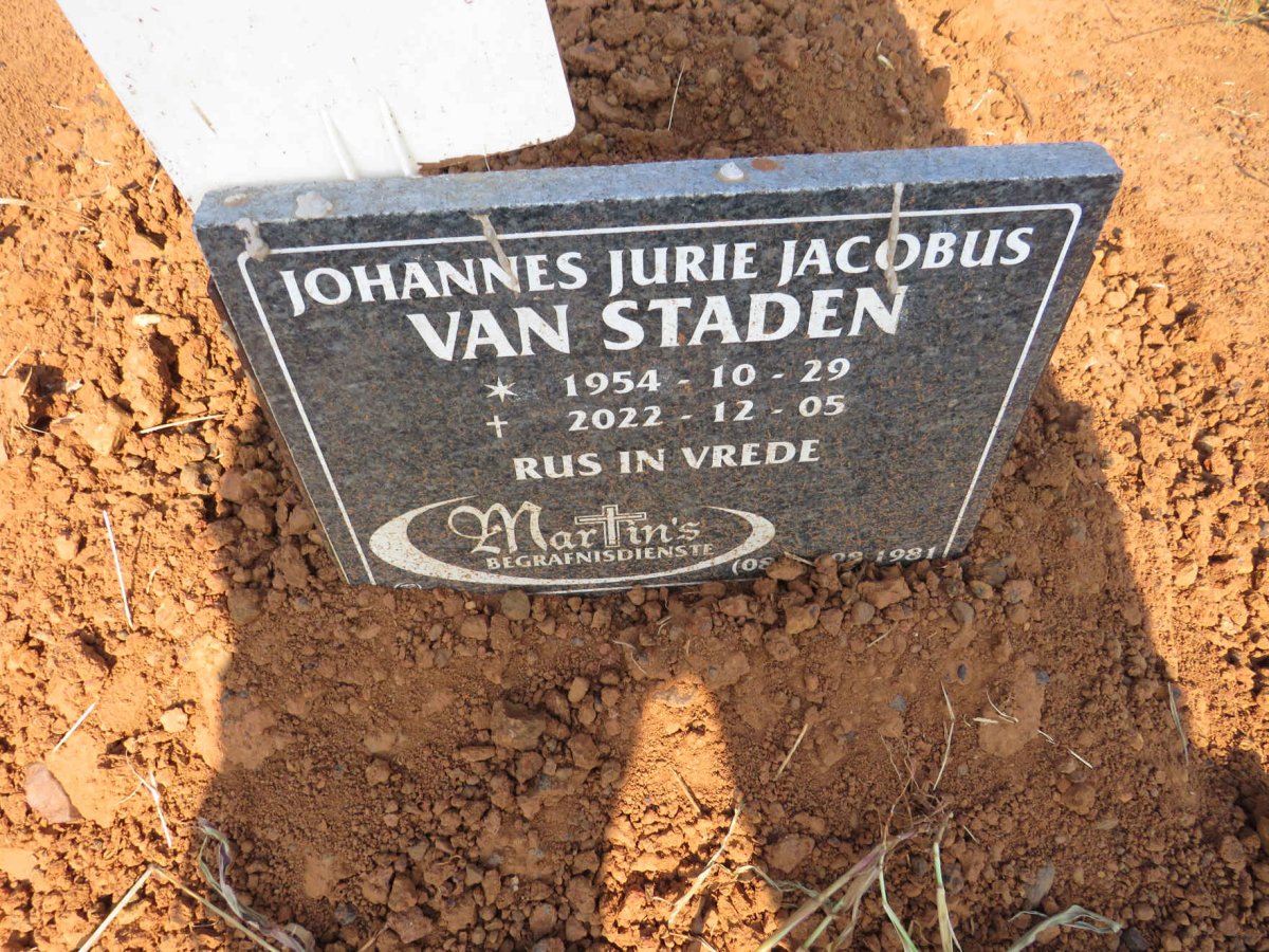 STADEN Johannes Jurie Jacobus, van 1954-2022