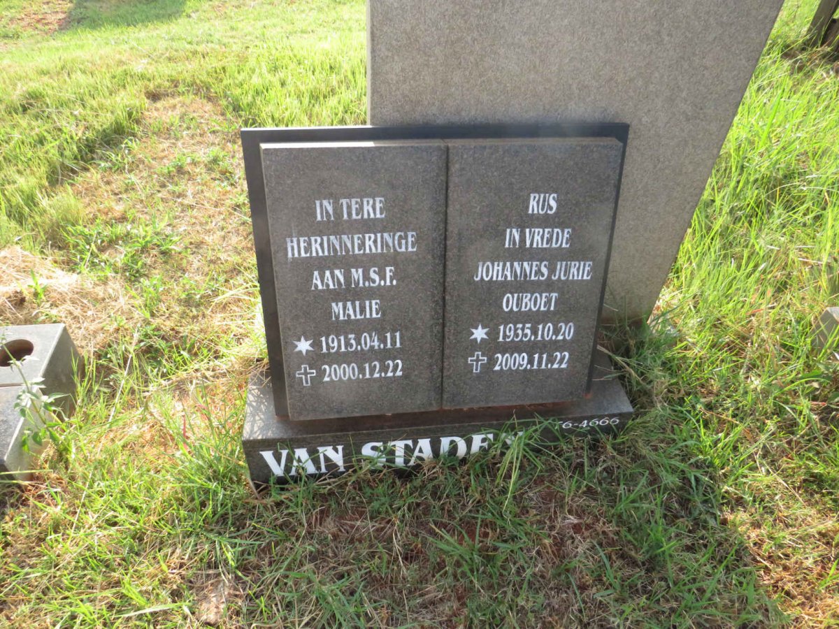STADEN M.S.F., van 1913-2000 :: VAN STADEN Johannes Jurie 1935-2009
