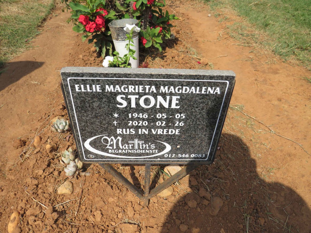 STONE Ellie Magrieta Magdalena 1946-2020