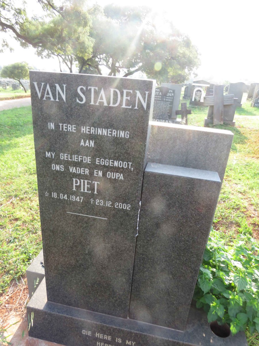 STADEN Piet, van 1947-2002