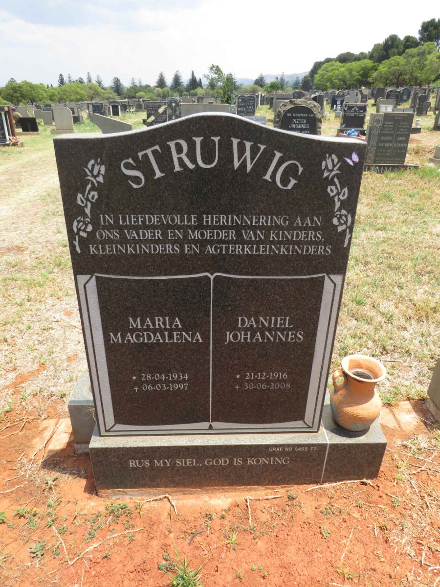 STRUWIG Daniel Johannes 1916-2008 & Maria Magdalena 1934-1997
