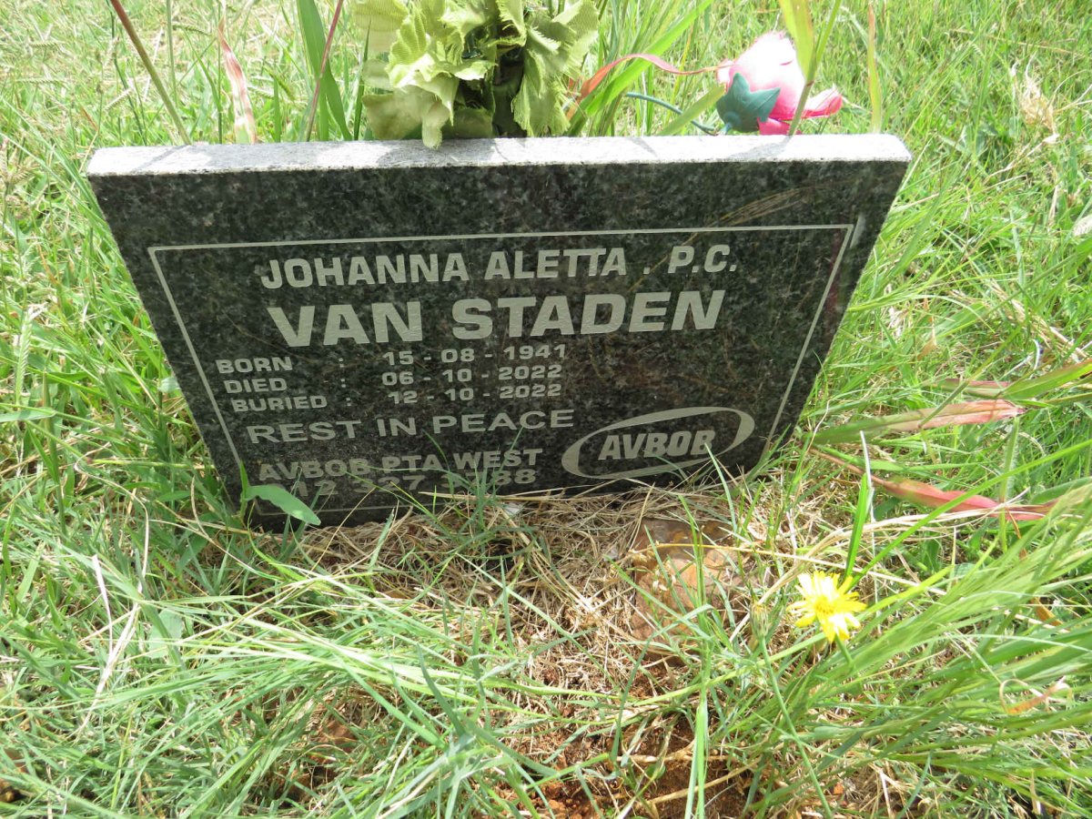 STADEN Johanna Aletta P.C., van 1941-2022