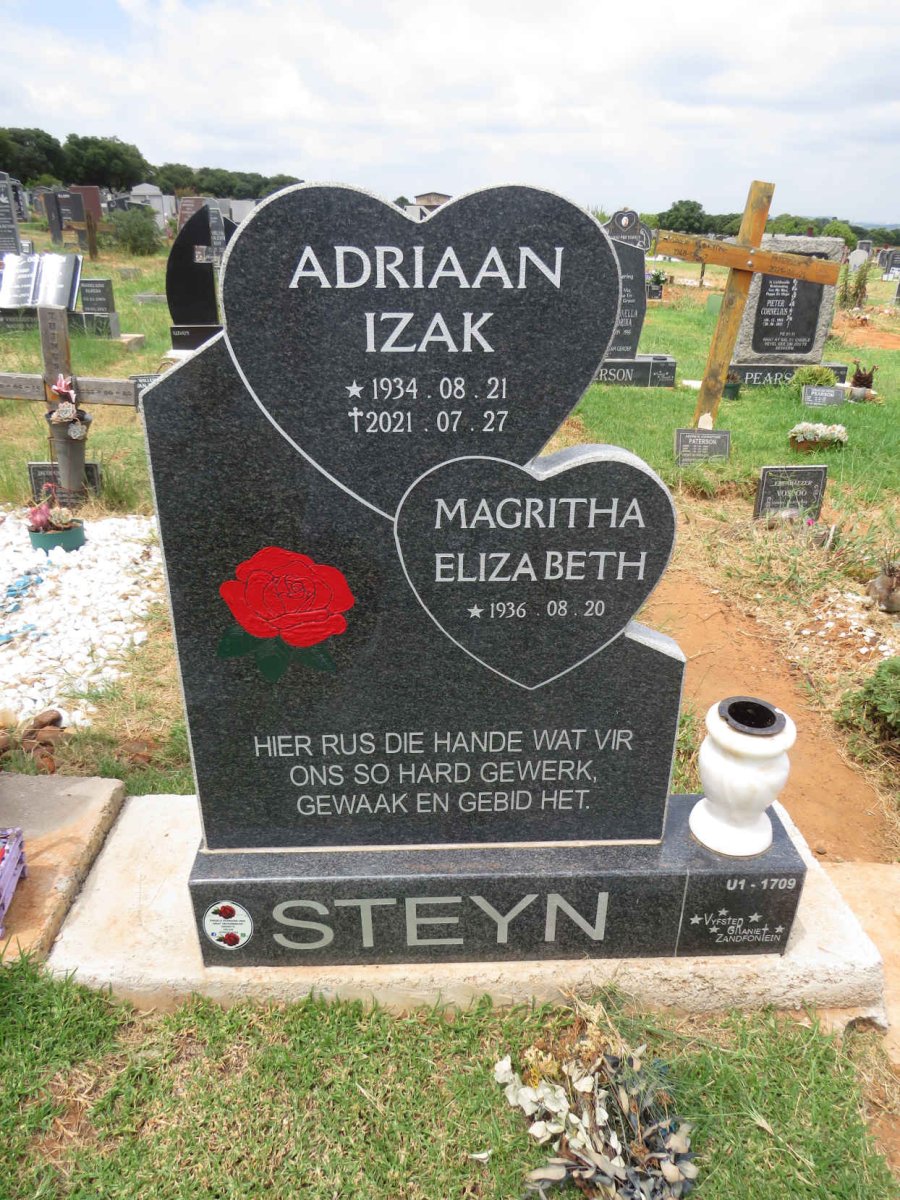 STEYN Adriaan Izak 1934-2021 & Magritha Elizabteh 1936- 