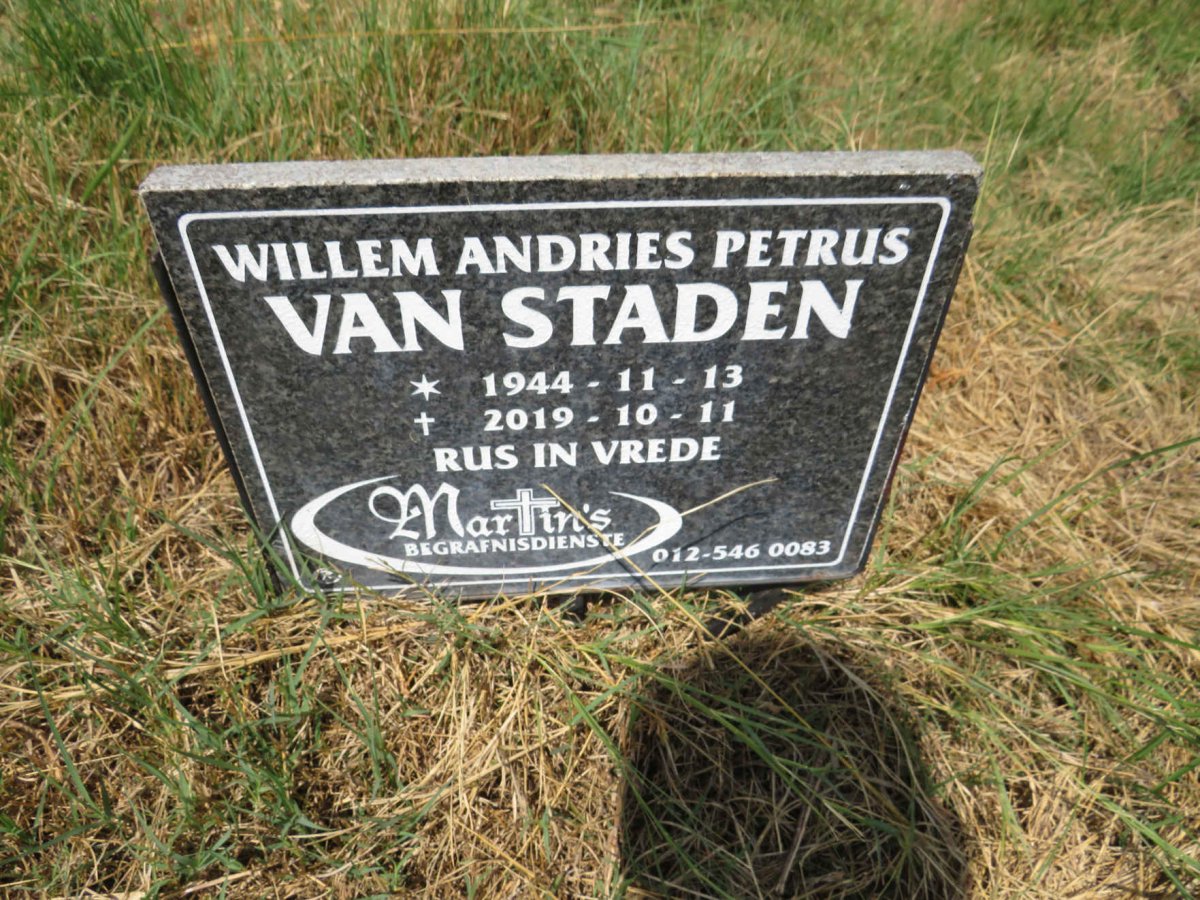 STADEN Willem Andries Petrus, van 1944-2019