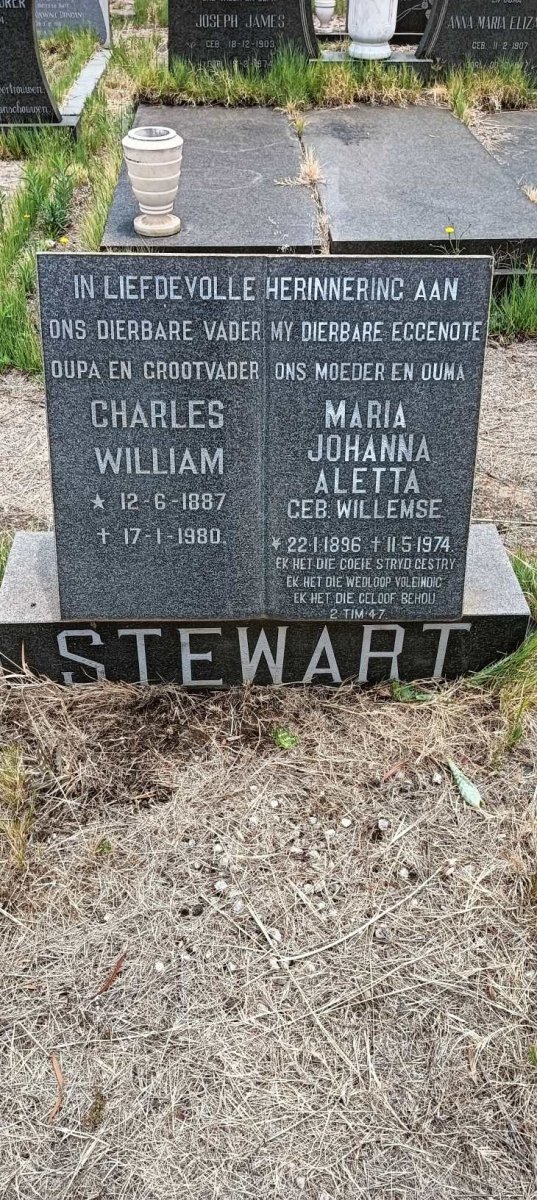 STEWART Charles William 1887-1980 & Maria Johanna Aletta WILLEMSE 1896-1974