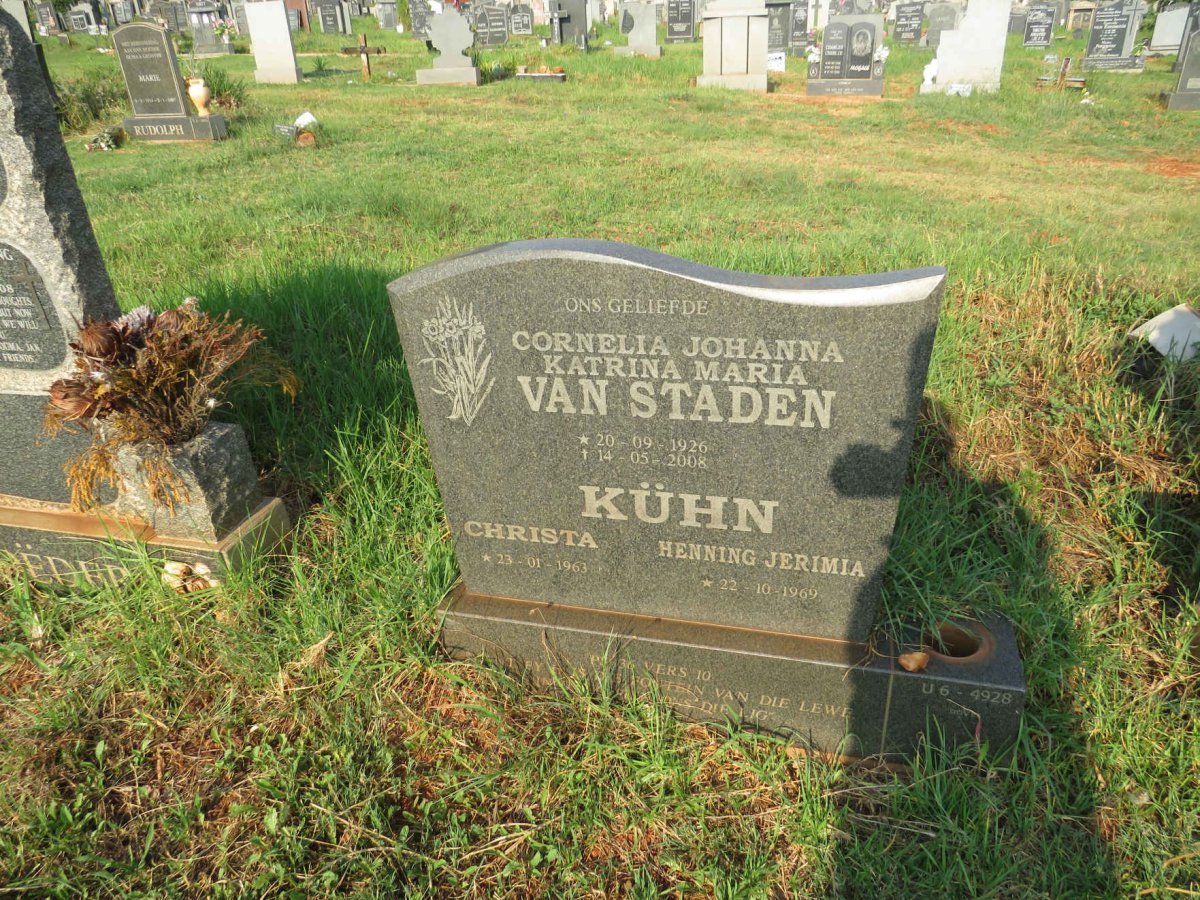 STADEN Cornelia Johanna Katrina Maria, van 1926-2008 :: KUHN Henning Jerimia 1969- :: KUHN Christa 1963-