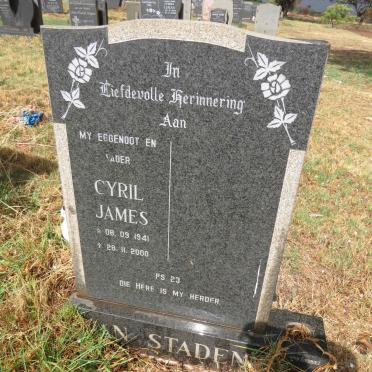 STADEN Cyril James, van 1941-2000