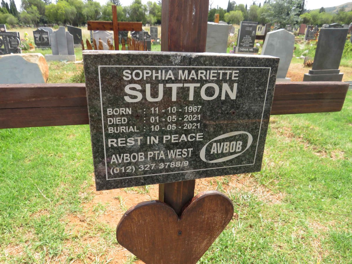 SUTTON Sophia Mariette 1967-2021