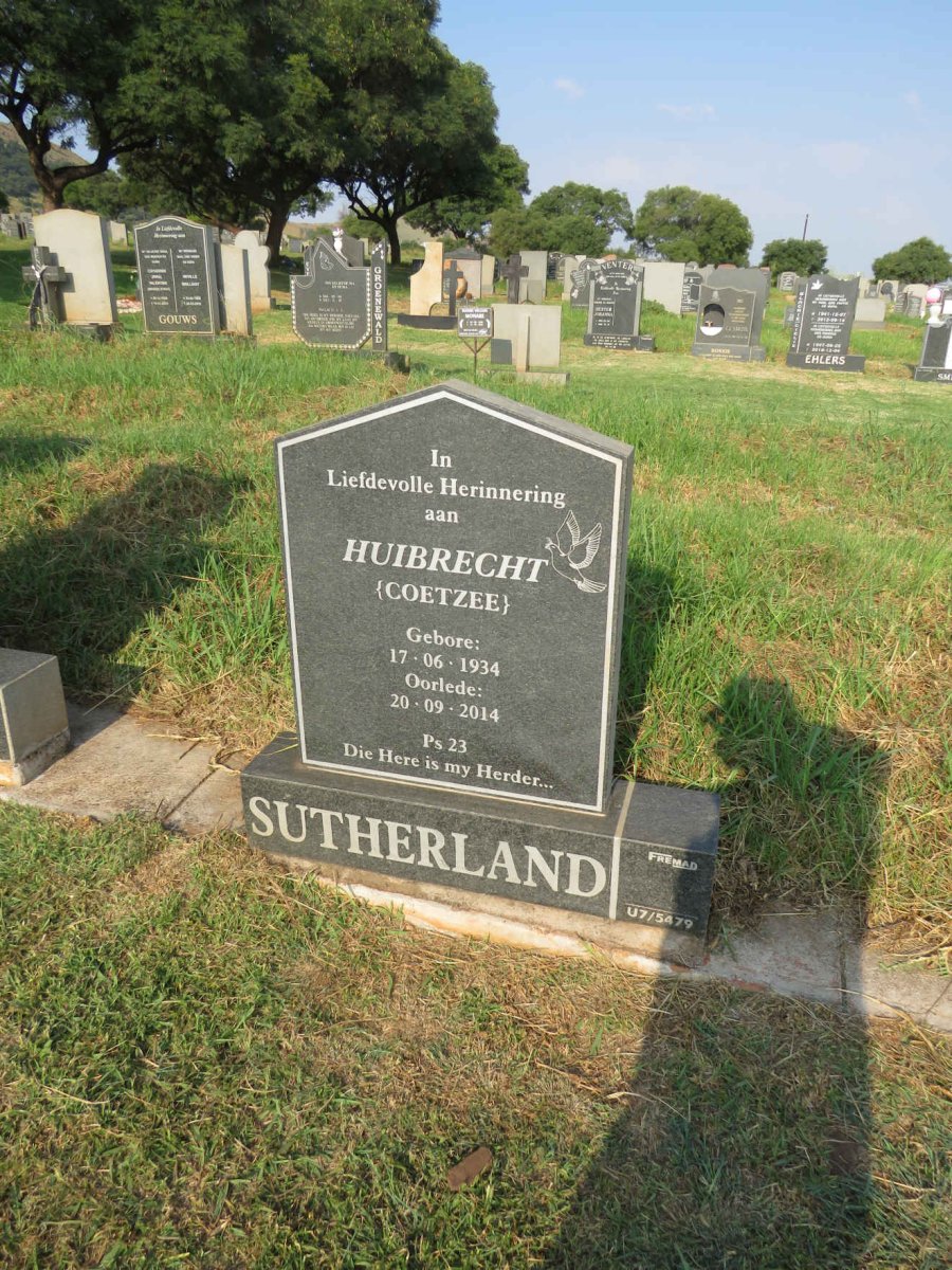 SUTHERLAND Huibrecht nee COETZEE 1934-2014