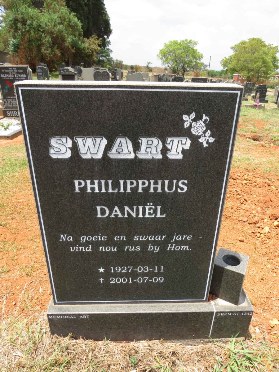 SWART Philipphus Daniel 1927-2001