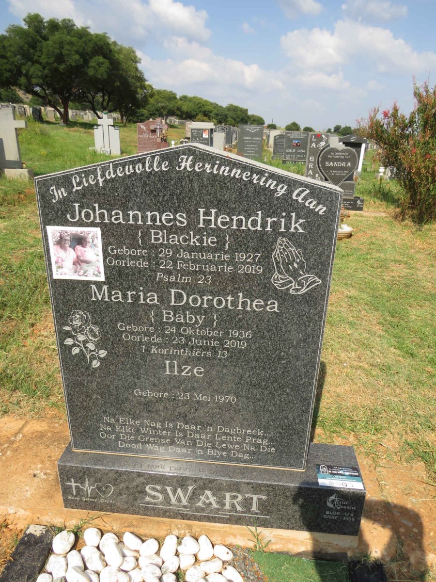 SWART Johannes Hendrik 1927-2019 & Maria Dorothea 1936-2019 :: SWART Ilze 1970- 