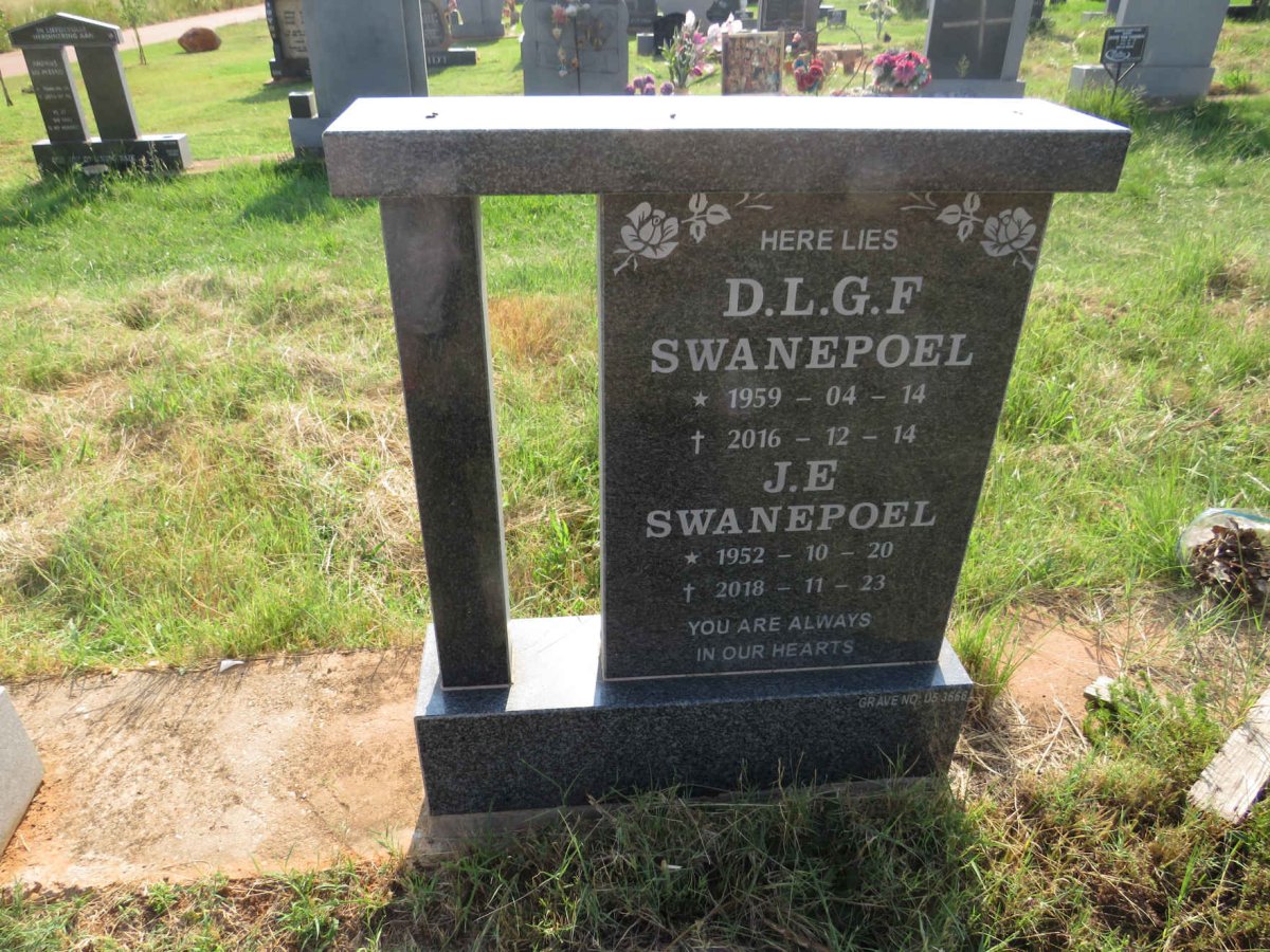 SWANEPOEL J.E. 1952-2018 & D.L.G.F. 1959-2016
