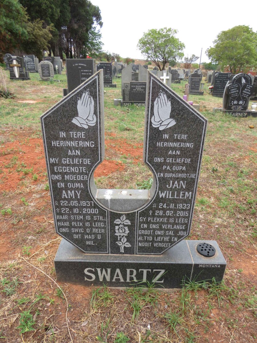 SWARTZ Jan Willem 1933-2015 & Amy 1937-2000
