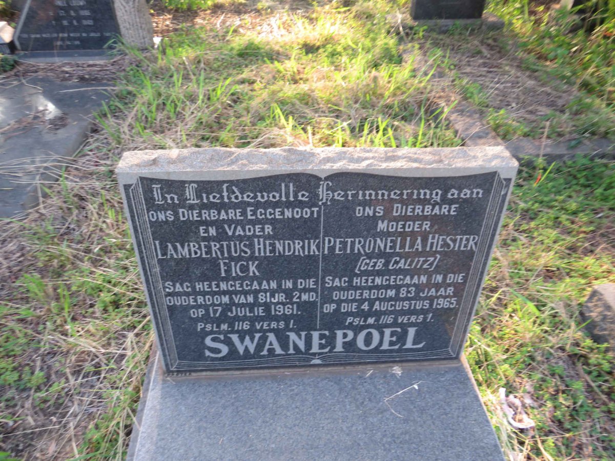 SWANEPOEL Lambertus Hendrik Fick -1961 & Petronella Hester CALITZ -1965