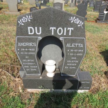 TOIT Andries, du 1920-2002 & Aletta 1914-2003