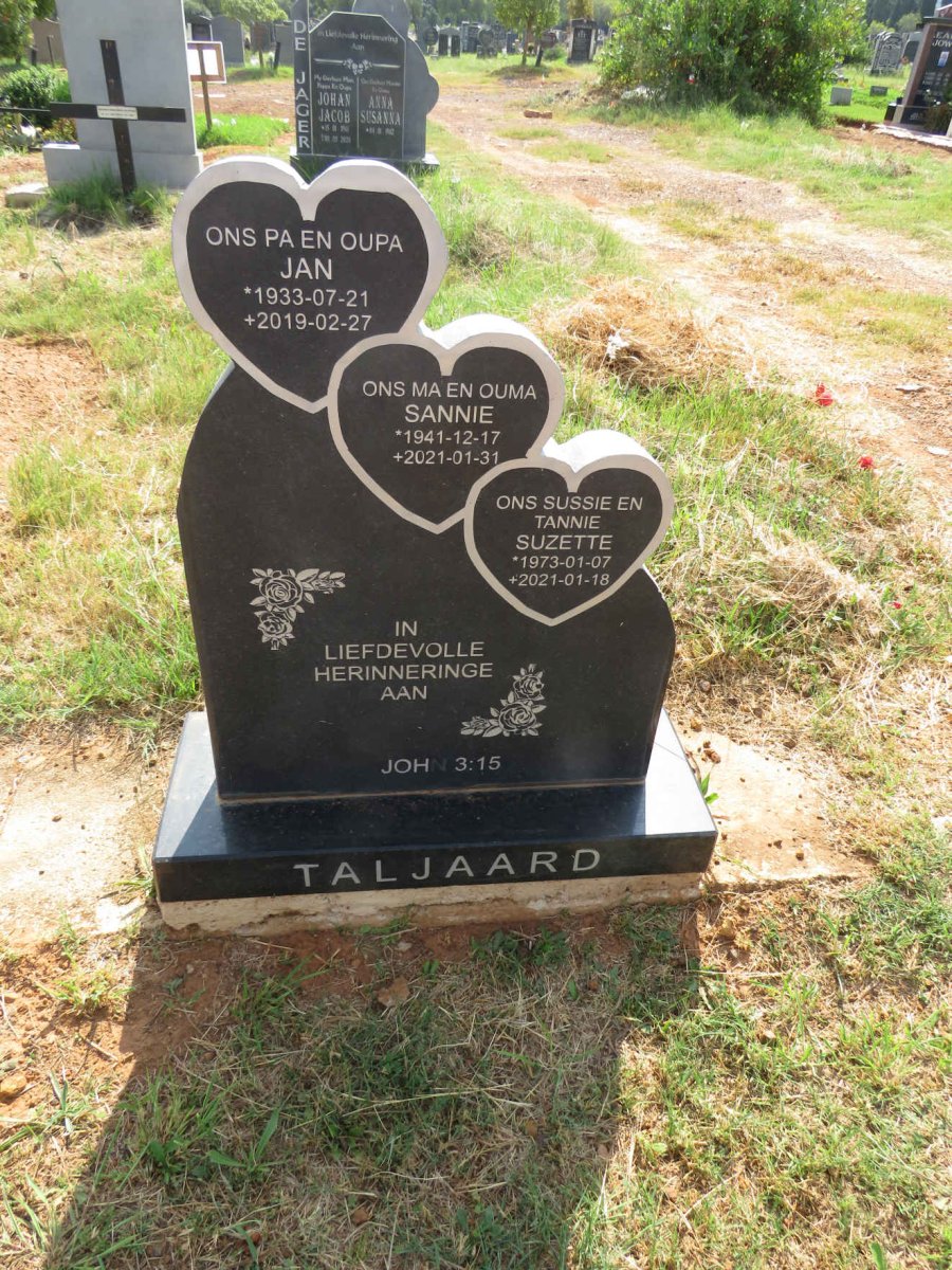TALJAARD Jan 1933-2019 & Sannie 1941-2021 :: TALJAARD Suzette 1973-2021