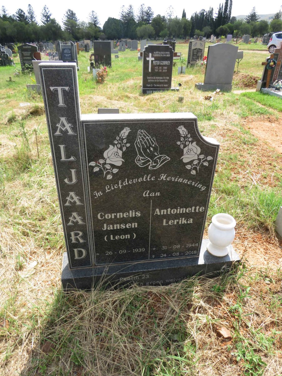 TALJAARD Cornelis Jansen 1939- & Antoinette Lerika 1944-2018