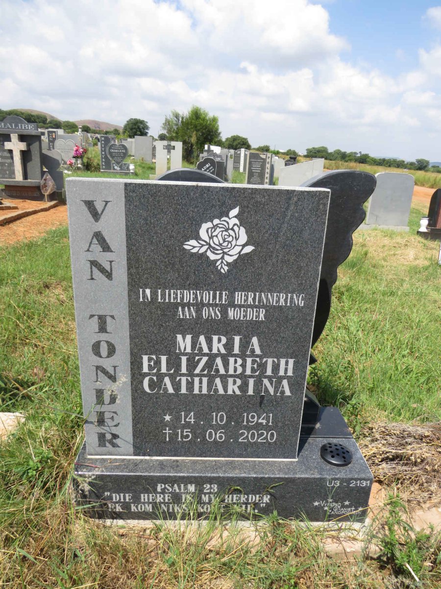 TONDER Maria Elizabeth Catharina, van 1941-2020