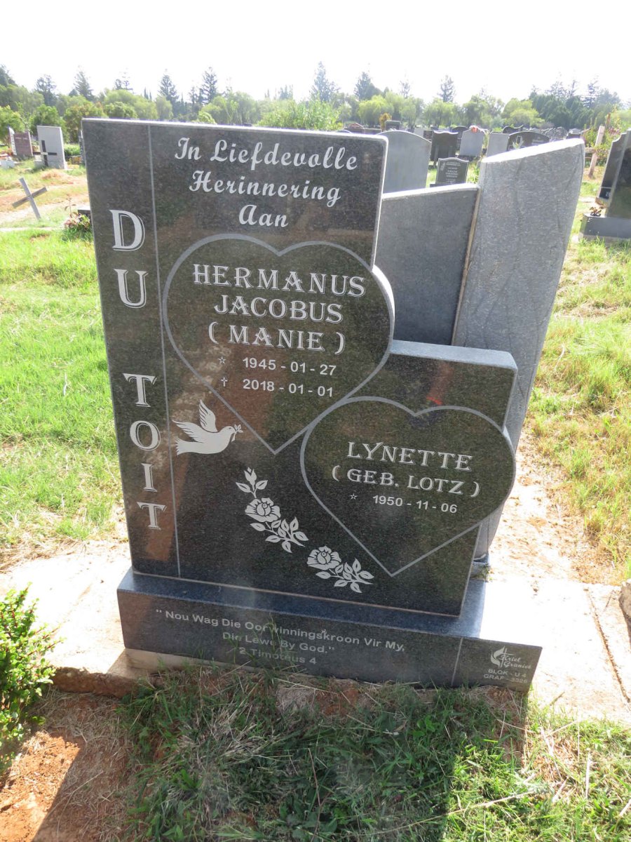 TOIT Hermanus Jacobus, du 1945-2018 & Lynette LOTZ 1950- 