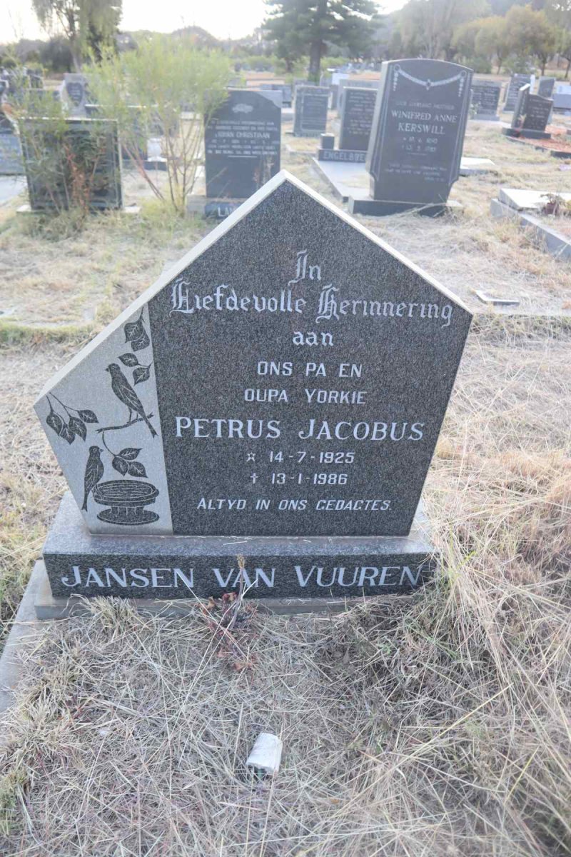 VUUREN Petrus Jacobus, Jansen van 1925-1986