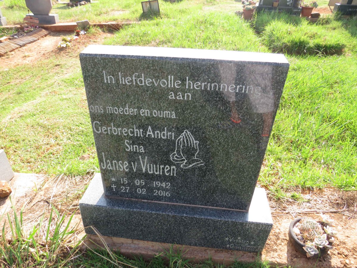 VUUREN Gerbrecht Andri Sina, Janse v. 1942-2016