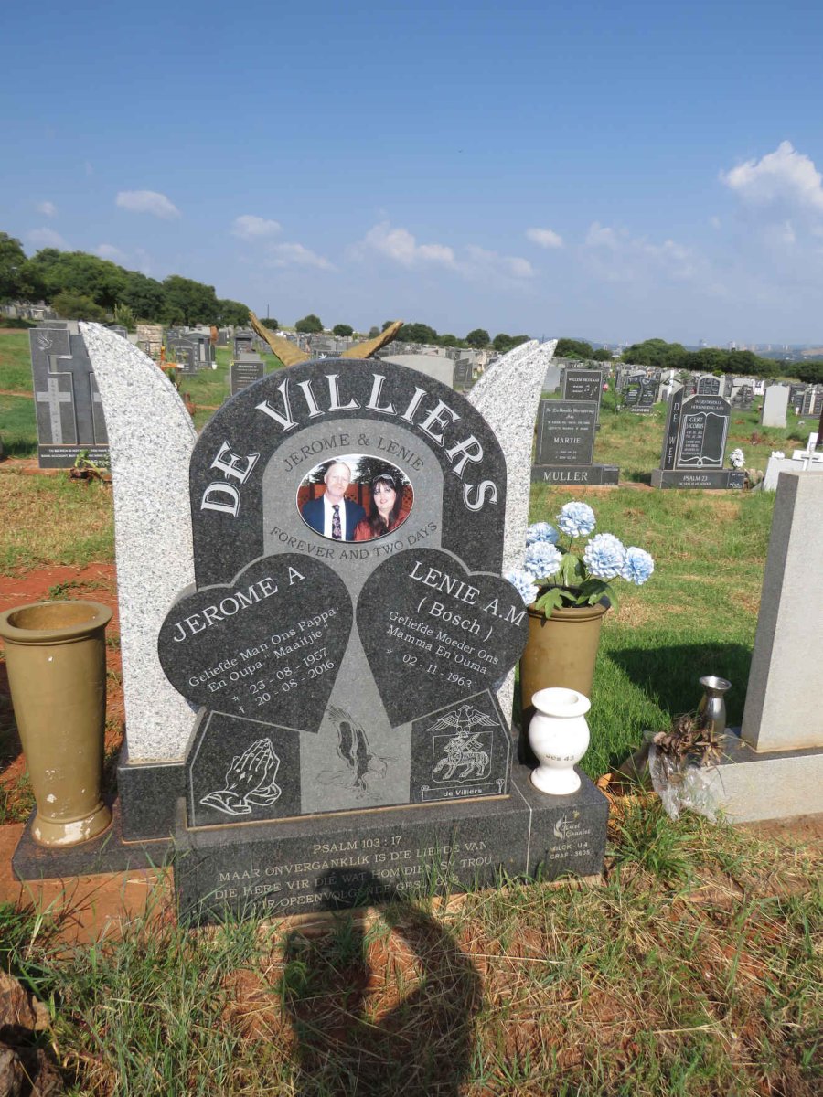 VILLIERS Jerome A., de 1957-2016 & Lenie A.M. BOSCH 1963-