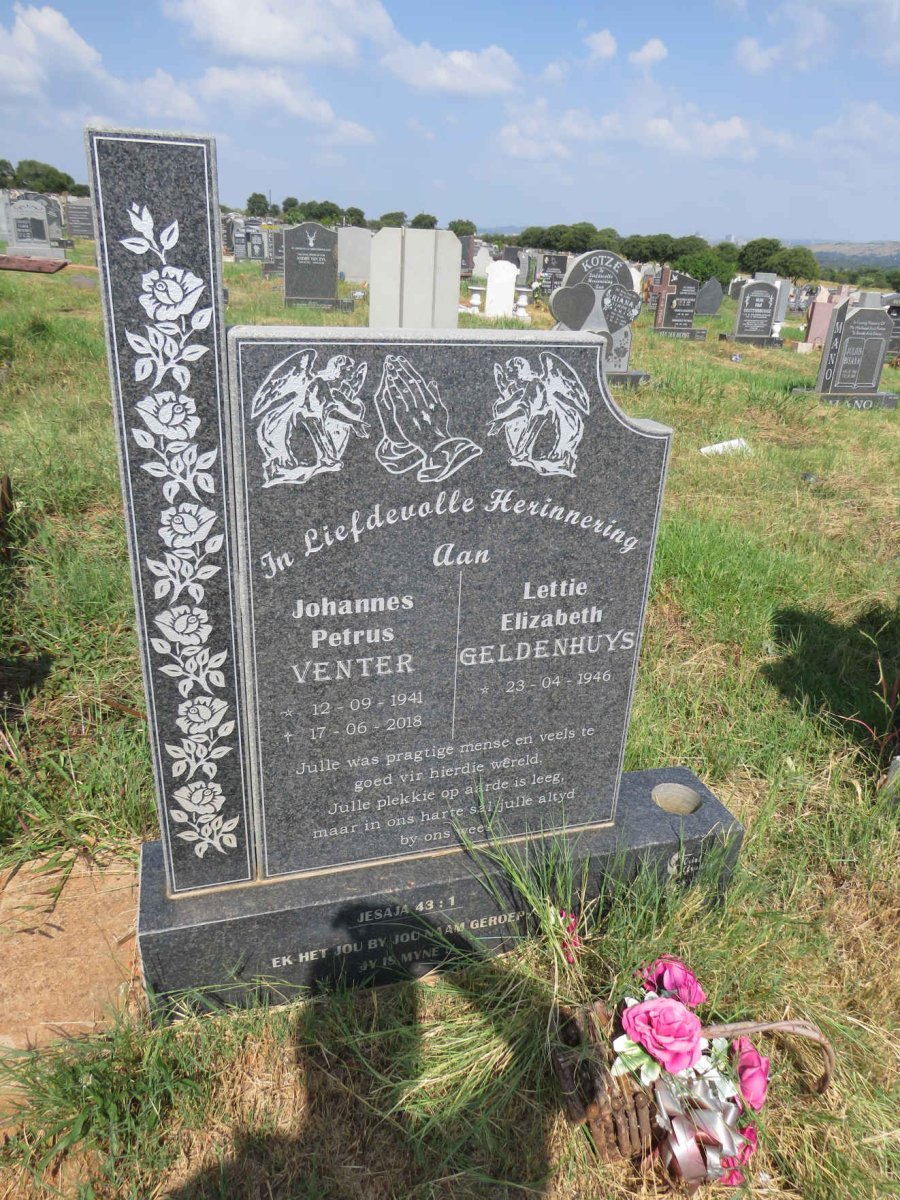VENTER Johannes Petrus 1941-2018 & Lettie Elizabeth GELDENHUYS 1946- 