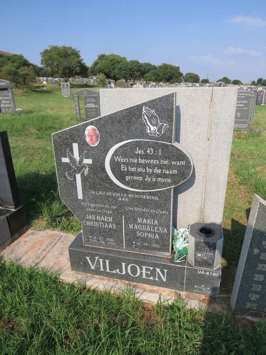 VILJOEN Jan Harm Christiaan 1951-2014 & Maria Magdalena Sophia 1952-