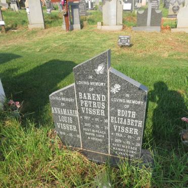 VISSER Barend Petrus 1957-2015 & Edith Elizabeth 1958-2019 :: VISSER Annamarie Louis 1980-