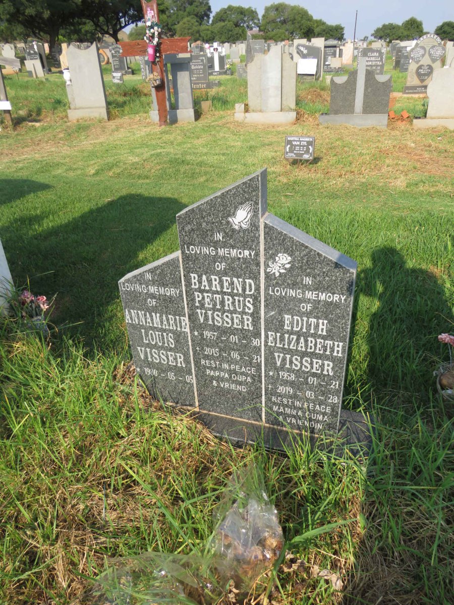 VISSER Barend Petrus 1957-2015 & Edith Elizabeth 1958-2019 :: VISSER Annamarie Louis 1980-