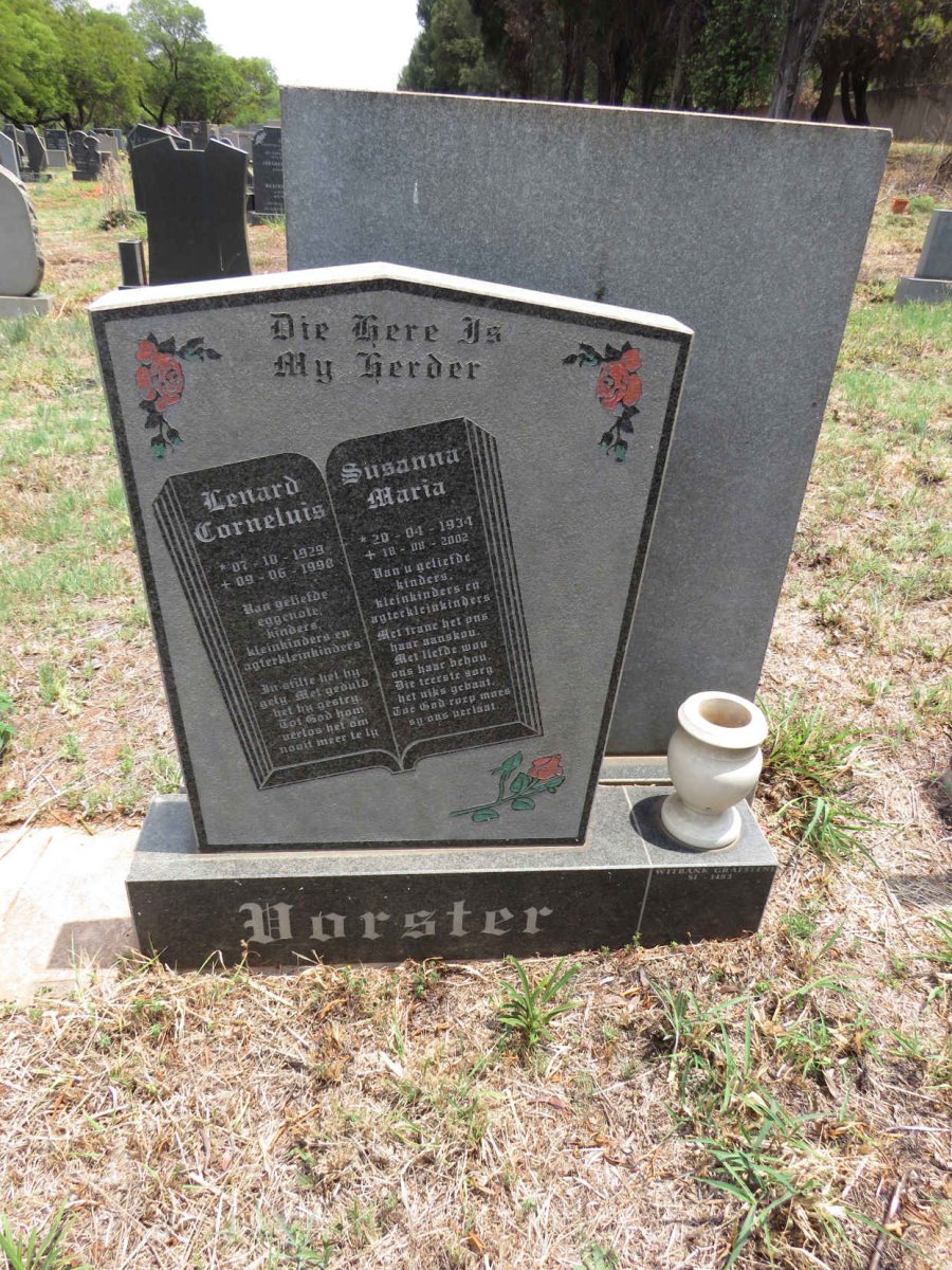 VORSTER Lenard Corneluis 1929-1998 & Susanna Maria 1934-2002