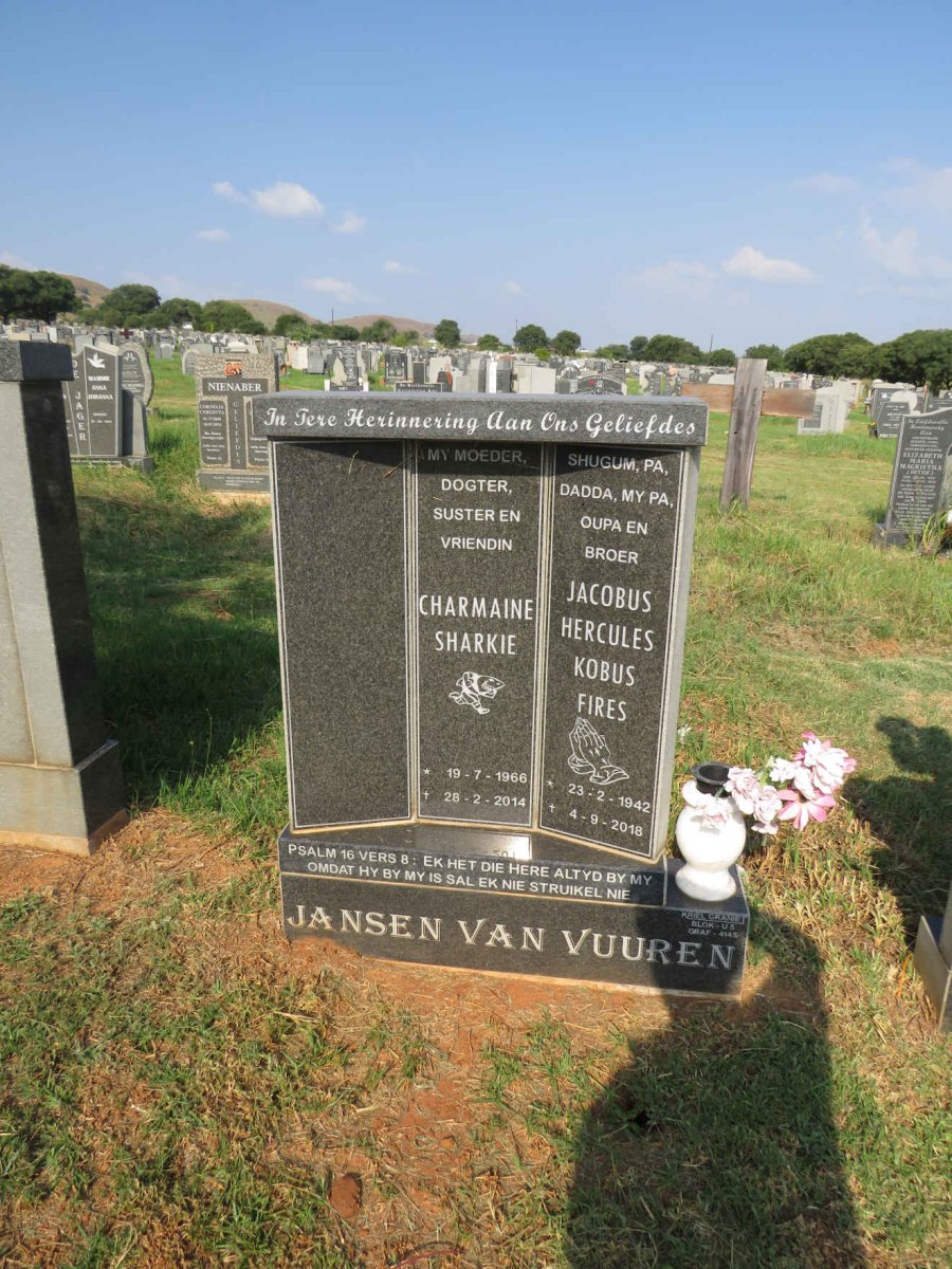 VUUREN Jacobus Hercules, Jansen van 1942-2018  :: JANSEN VAN VUUREN Charmaine 1966-2014
