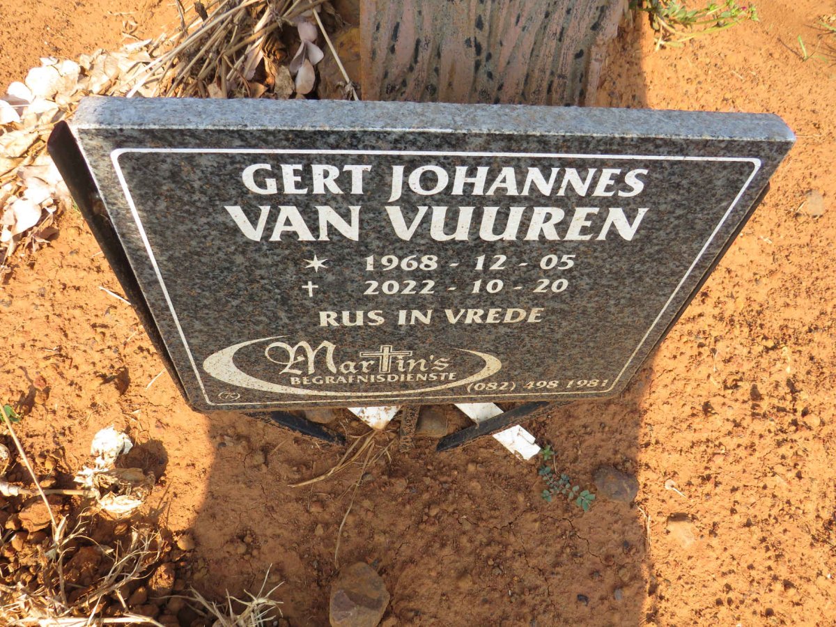 VUUREN Gert Johannes, van 1968-2022