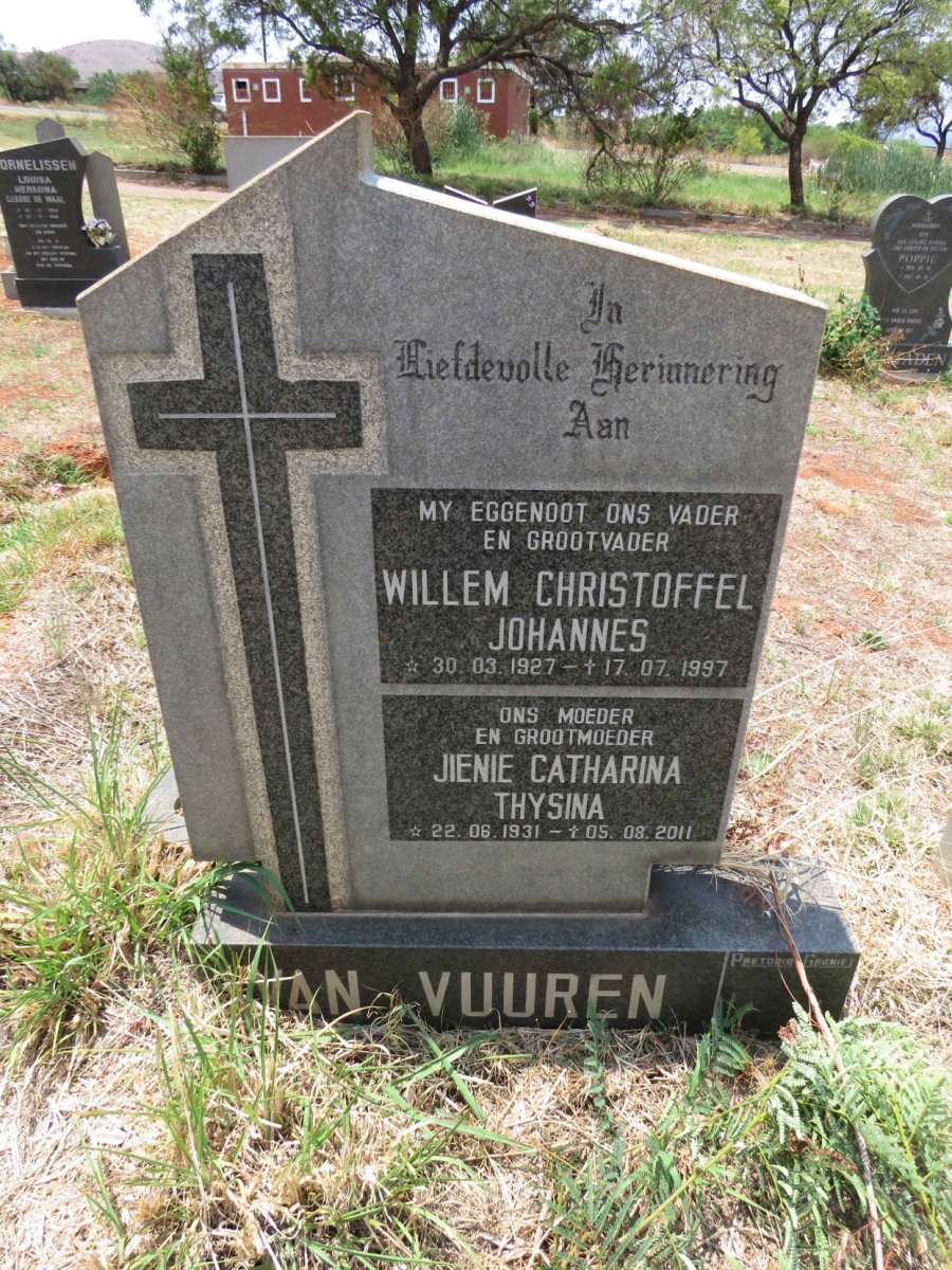 VUUREN Willem Christoffel Johannes, van 1927-1997 & Jienie Catharina Thysina 1931-2011