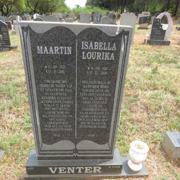 VENTER Maartin 1920-2001 & Isabella Lourika 1921-2004