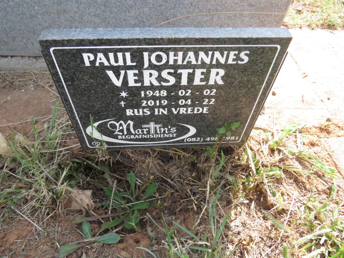 VERSTER Paul Johannes 1948-2019