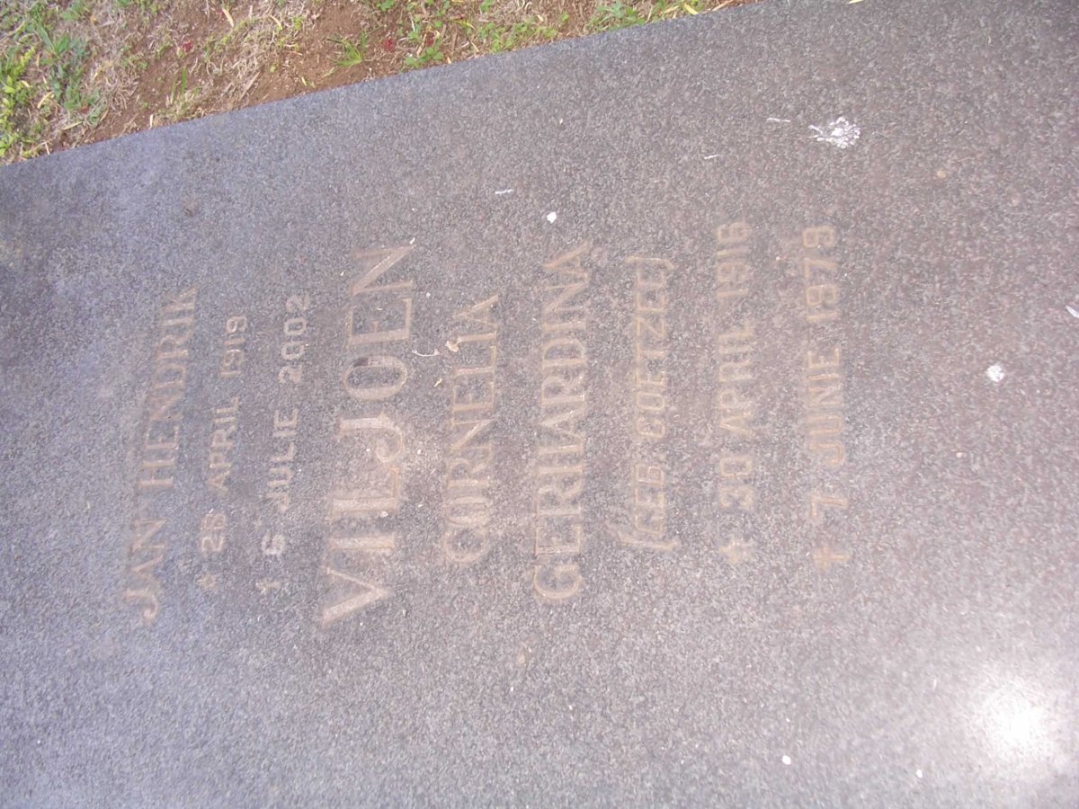 VILJOEN Jan Hendrik 1919-2002 &amp; Cornelia Gerhardina COETZEE 1916-1979