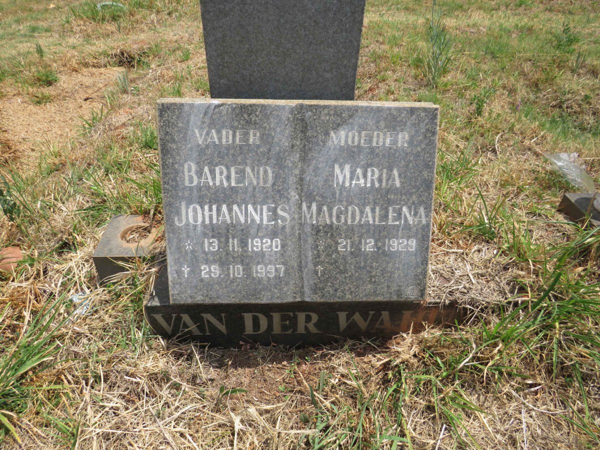 WALT Barend Johannes, van der 1920-1997 & Maria Magdalena 1929-