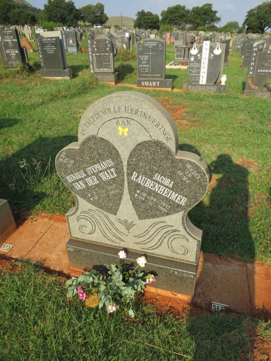 WALT Hendrik Stephanus, van der 1933-2004 & Jacoba RAUBENHEIMER 1935-2006