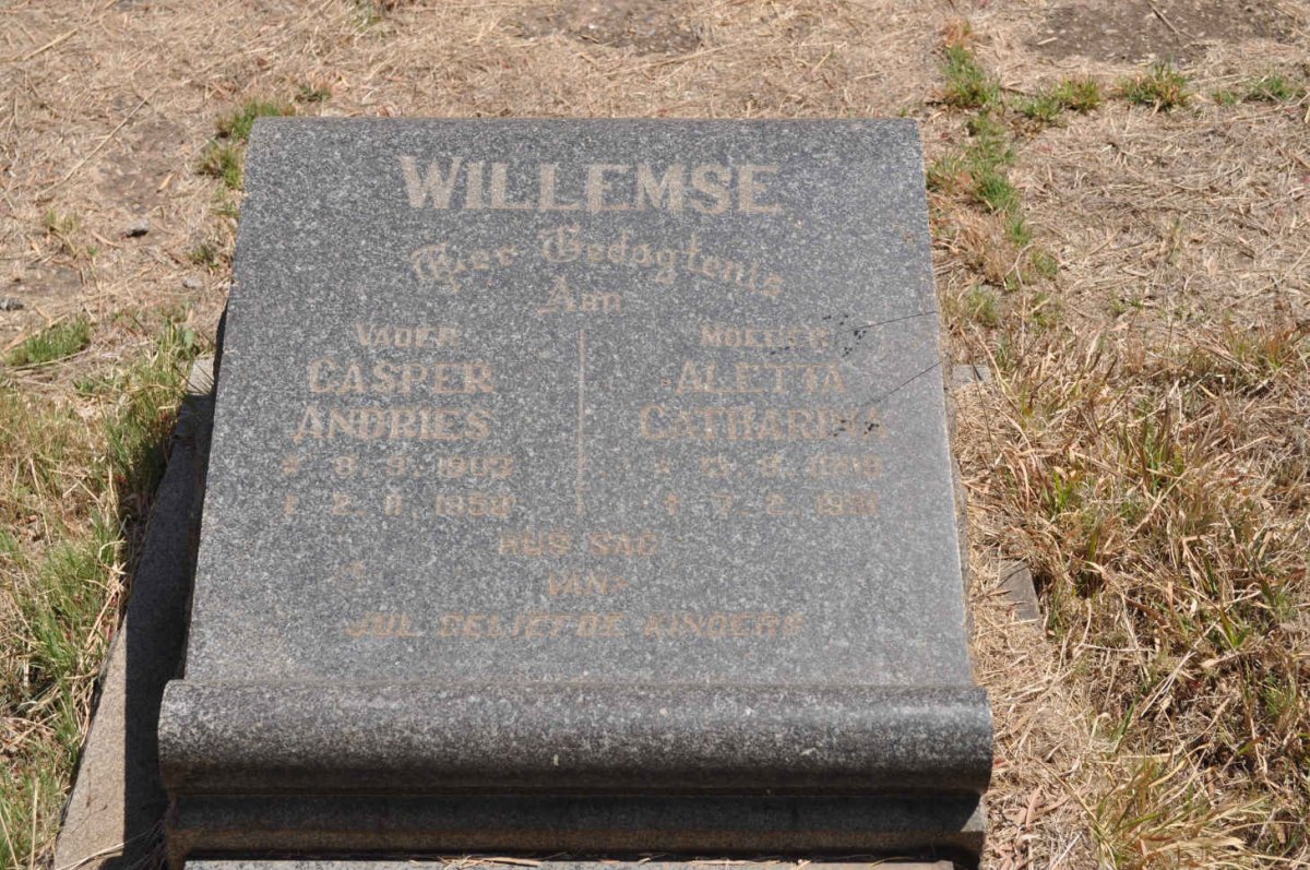 WILLEMSE Casper Andries 1903-1958 &amp; Aletta Catharina 1909-19?1