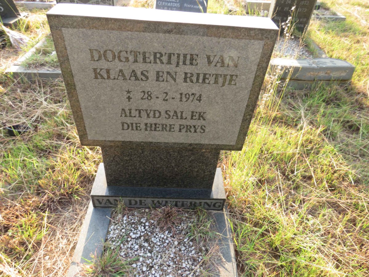 WETERING, van de 1974-1974