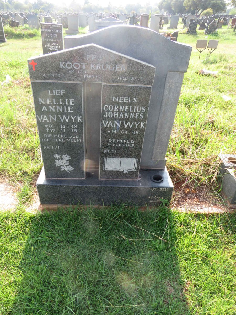 WYK Cornelius Johannes, van 1948- & Nellie Annie 1948-2015 :: KRUGER P.F.J. 194?-