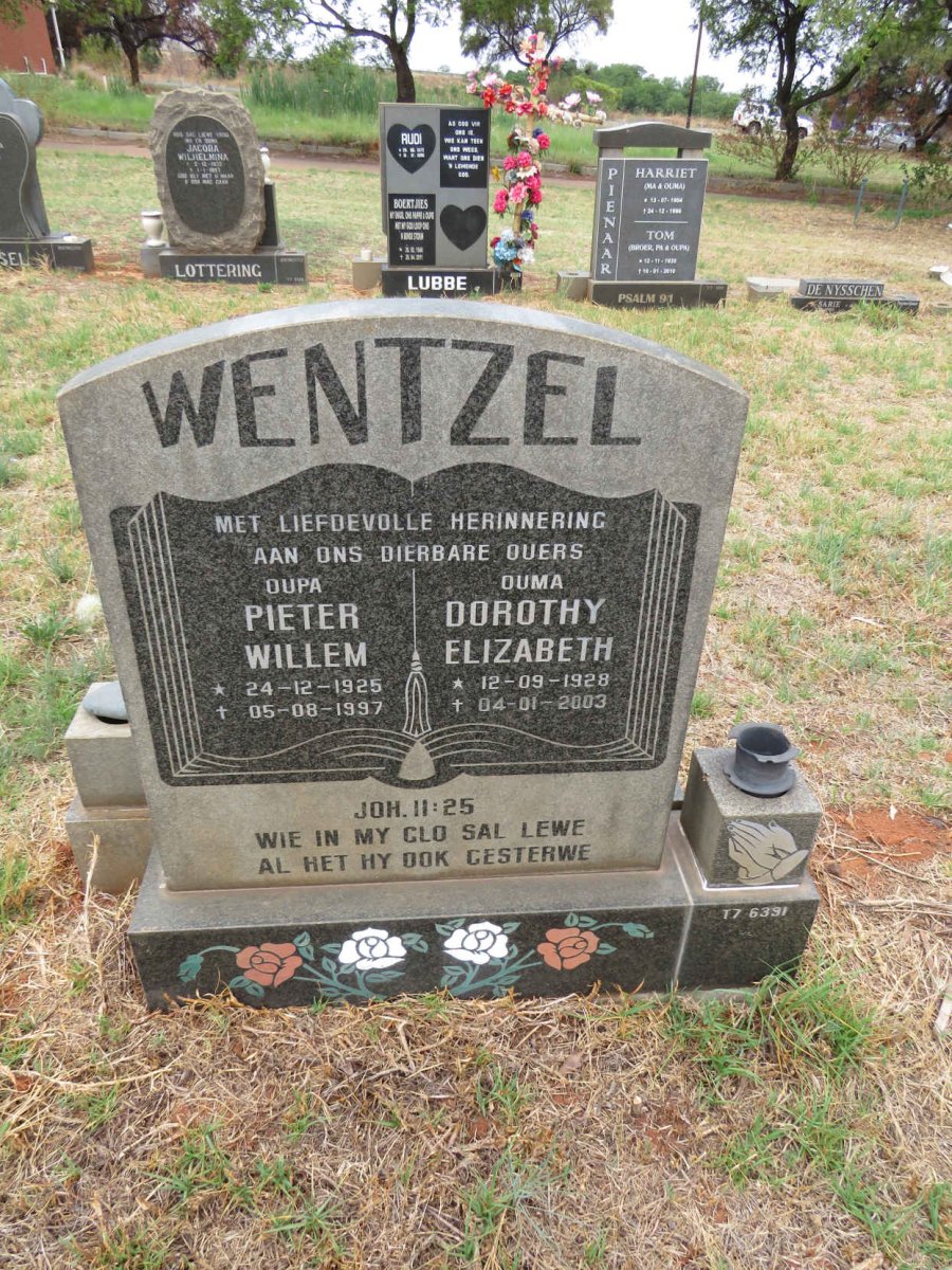 WENTZEL Pieter Willem 1925-1997 & Dorothy Elizabeth 1928-2003