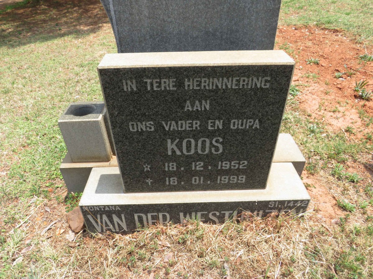 WESTHUIZEN Koos, van der 1952-1999