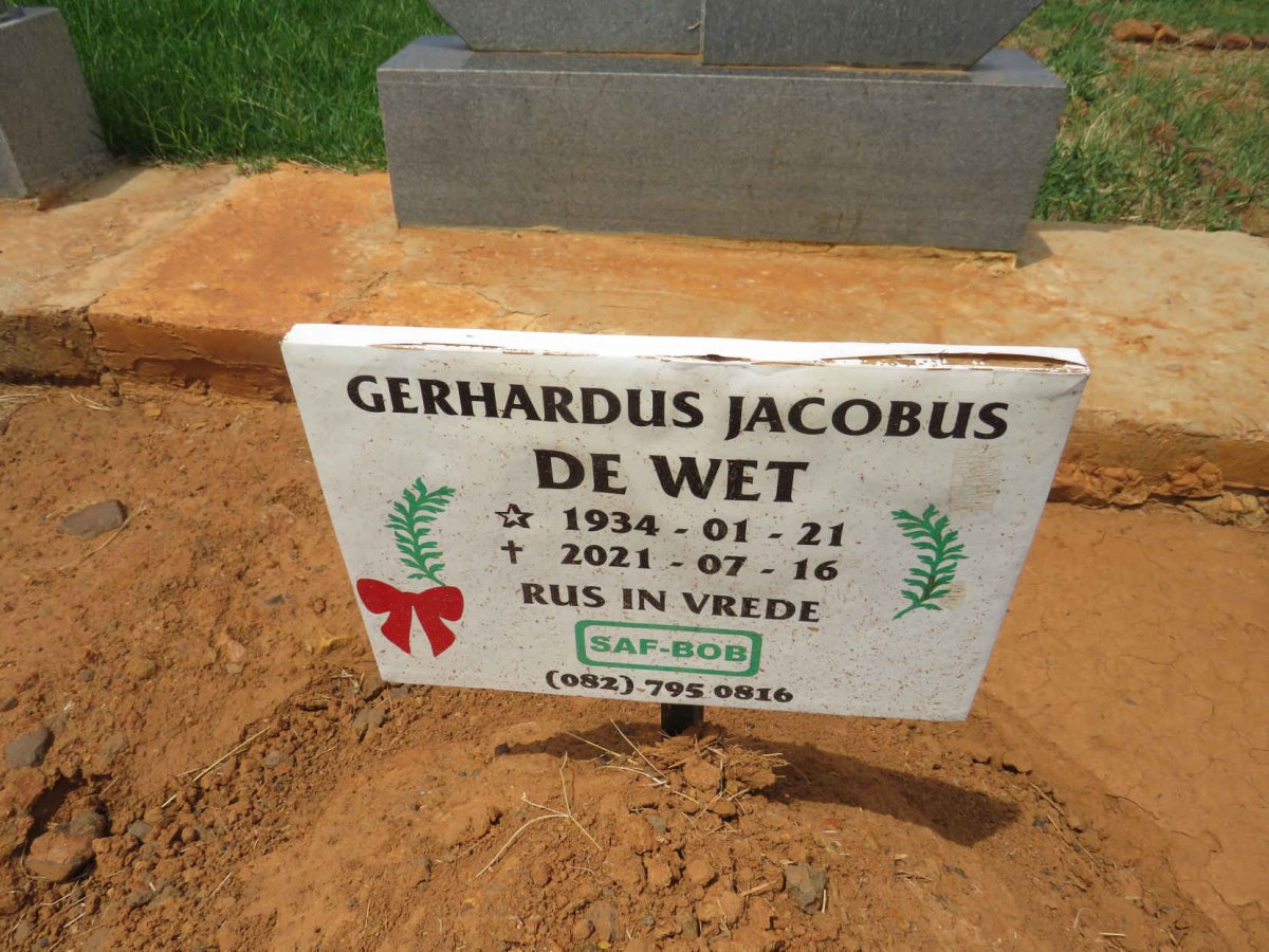 WET Gerhardus Jacobus, de 1934-2021