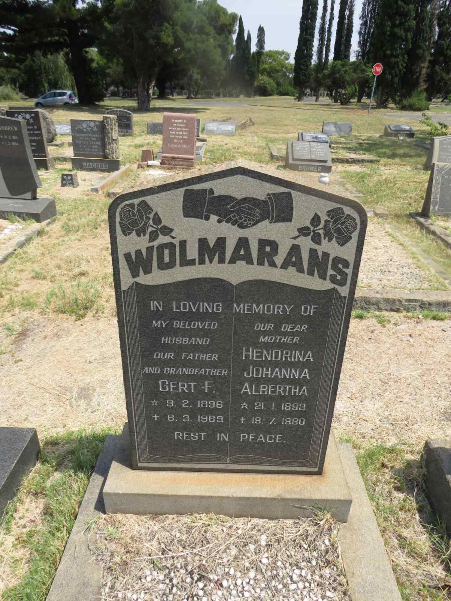 WOLMARANS Gert F. 1896-1969  & Hendrina Johanna Albertha 1893-1980