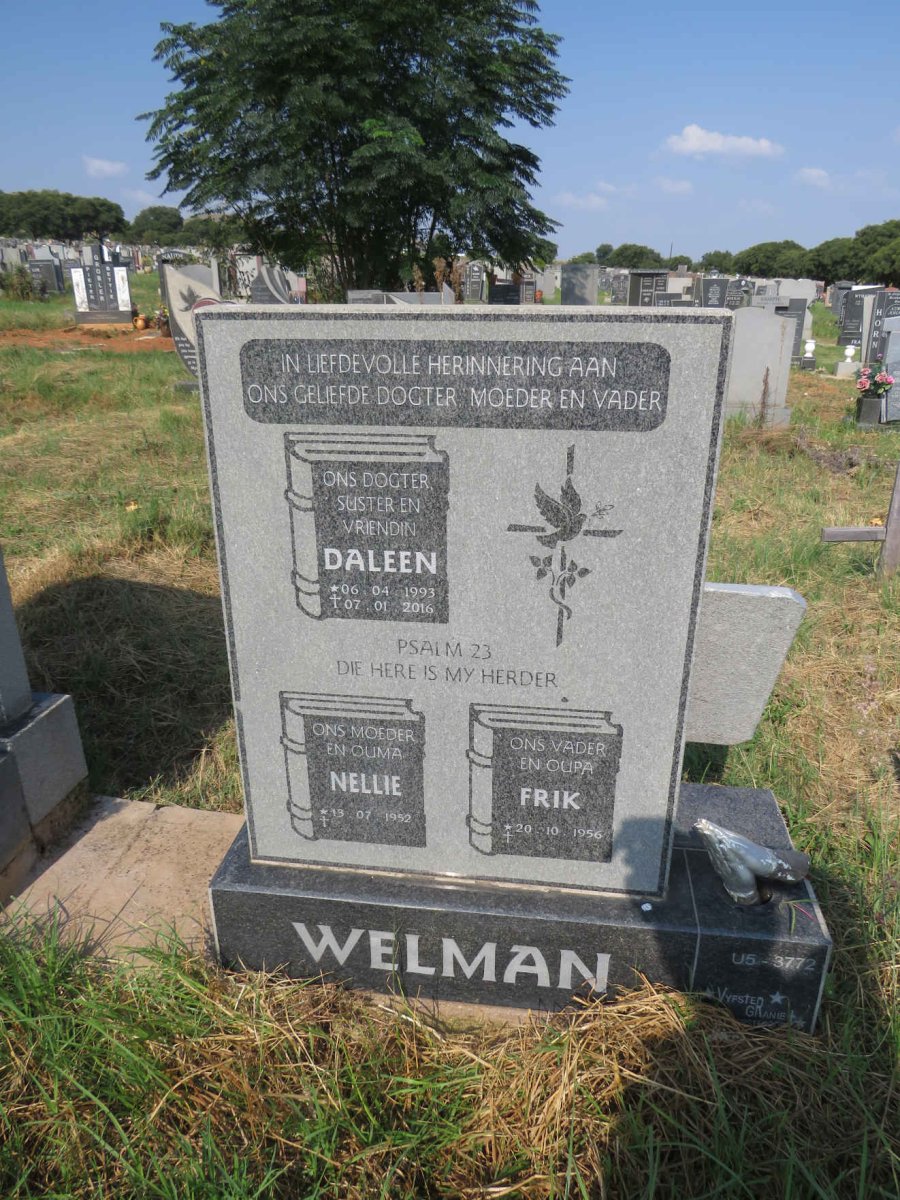 WELMAN Frik 1956- & Nellie 1952 :: WELMAN Daleen 1993-2016