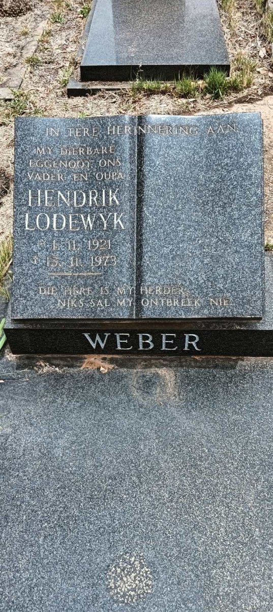 WEBER Hendrik Lodewyk 1921-1973